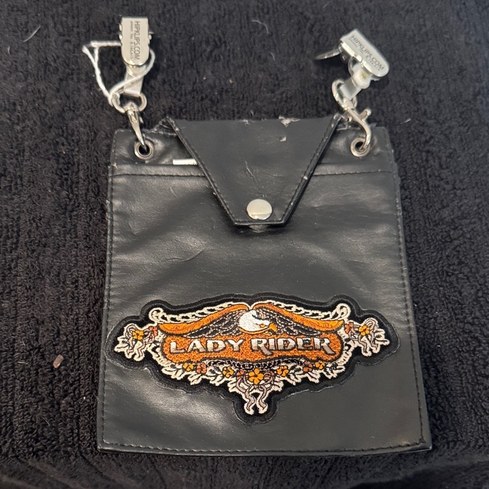 Black Leather Lady Rider Pouch